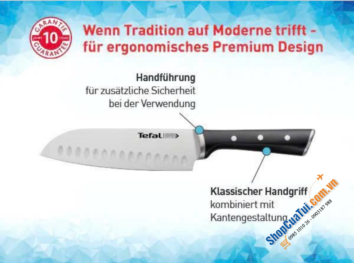 Dao Tefal Ice Force K23206 Santoku 18 cm mũi tù – Đỉnh cao của nghệ thuật cắt gọt