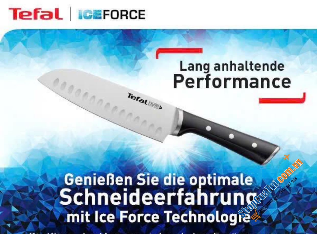 Dao Tefal Ice Force K23206 Santoku 18 cm mũi tù – Đỉnh cao của nghệ thuật cắt gọt