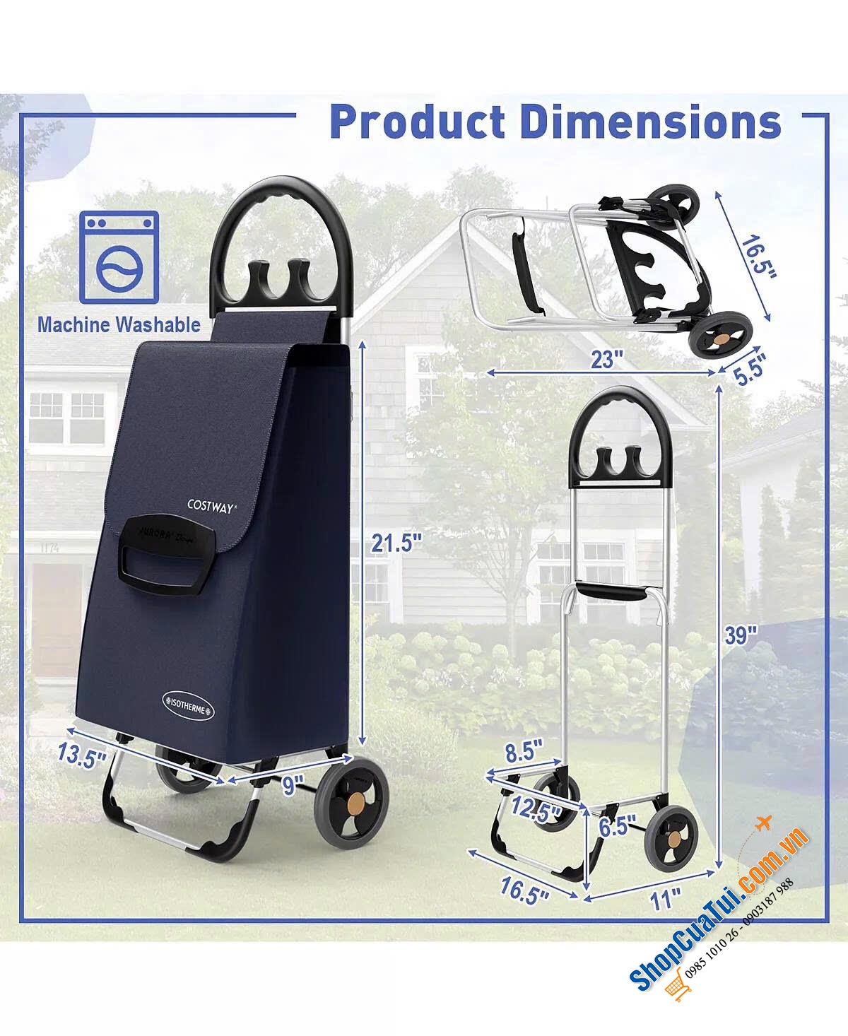 Xe đi chợ siêu nhẹ Costway - Made in Italy xịn xò.