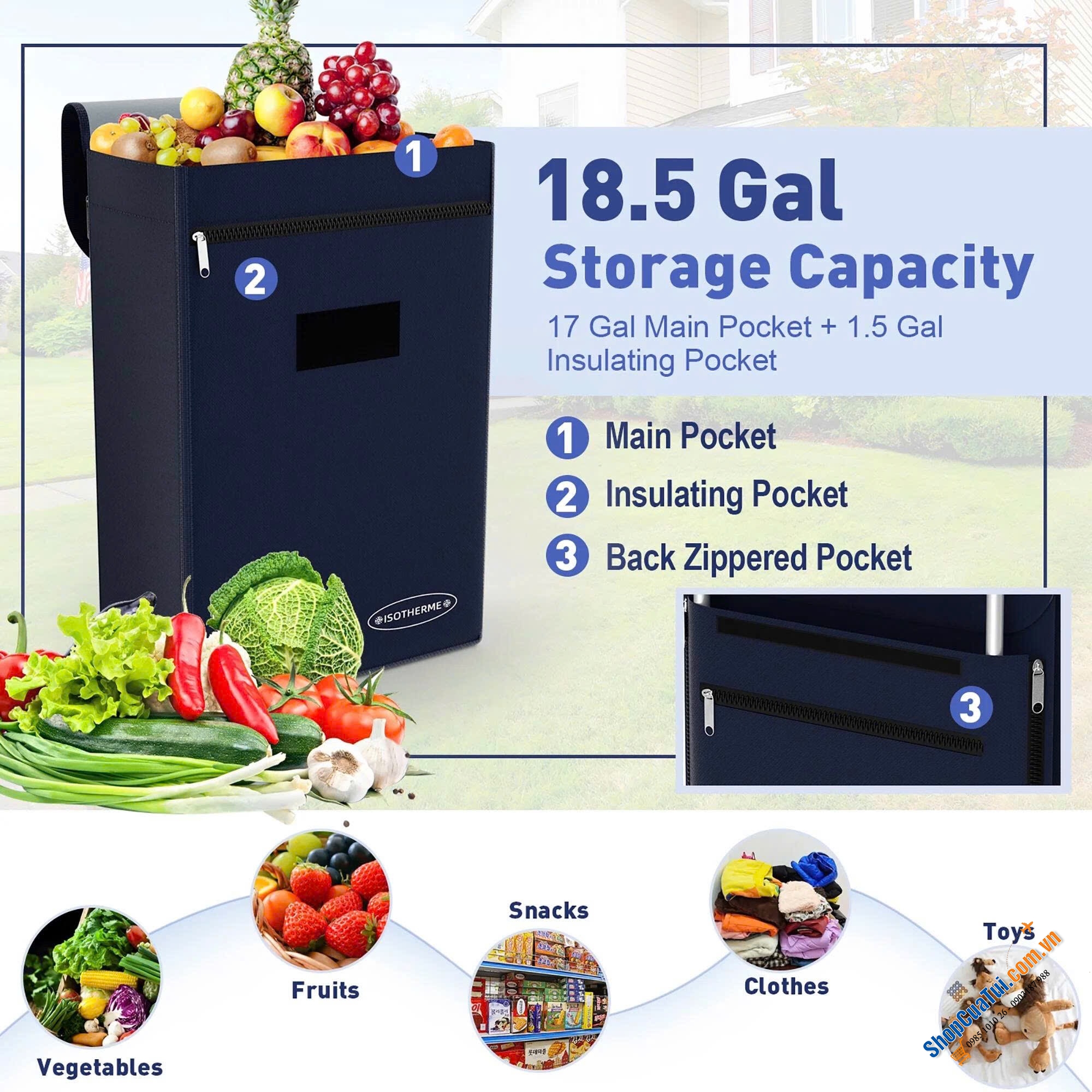 Xe đi chợ siêu nhẹ Costway - Made in Italy xịn xò.