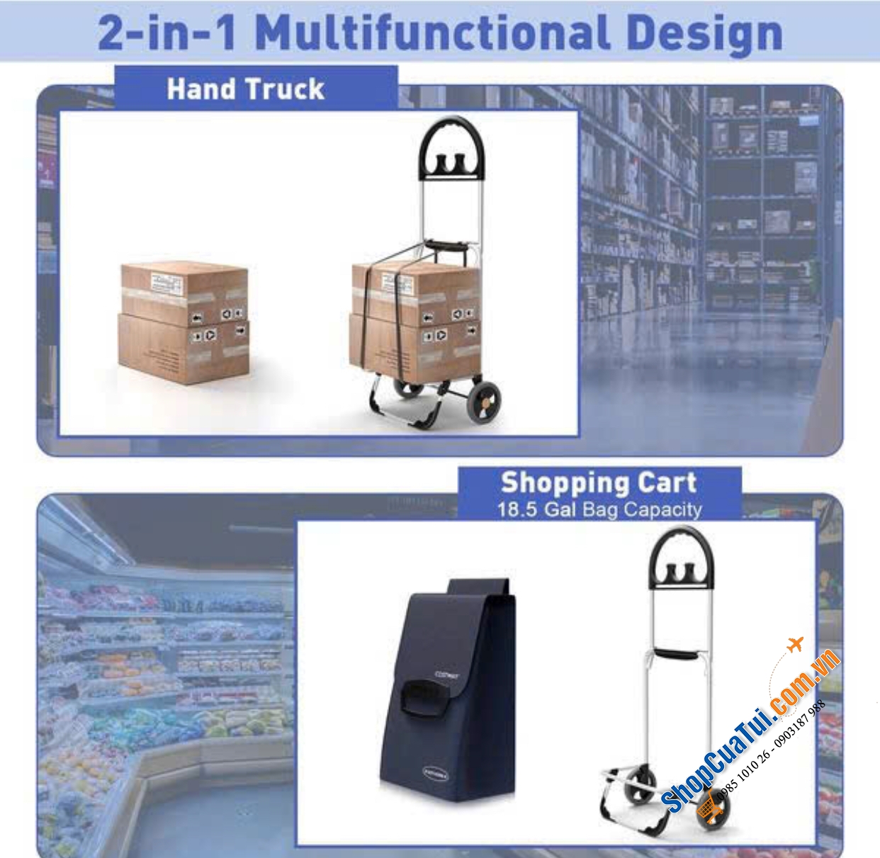 Xe đi chợ siêu nhẹ Costway - Made in Italy xịn xò.