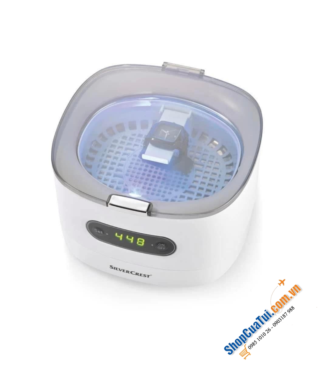 Máy làm sạch đồ trang sức bằng sóng siêu âm Silvercrest UltraSonic SUR 48D5 50W 0.6l nội địa Đức