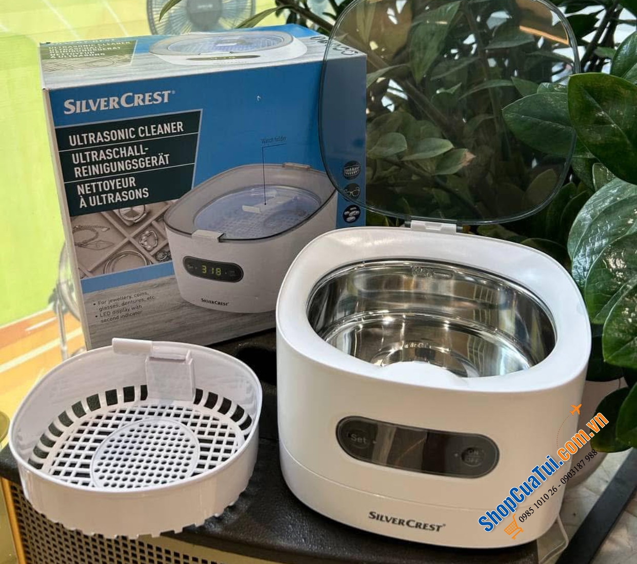 Máy làm sạch đồ trang sức bằng sóng siêu âm Silvercrest UltraSonic SUR 48D5 50W 0.6l nội địa Đức
