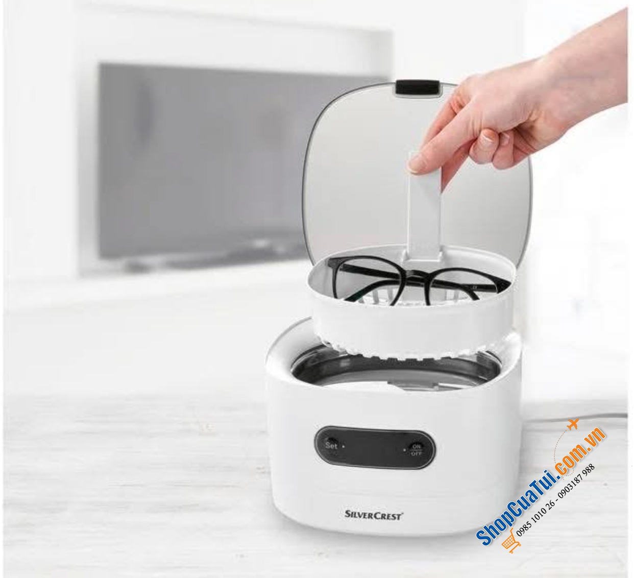 Máy làm sạch đồ trang sức bằng sóng siêu âm Silvercrest UltraSonic SUR 48D5 50W 0.6l nội địa Đức