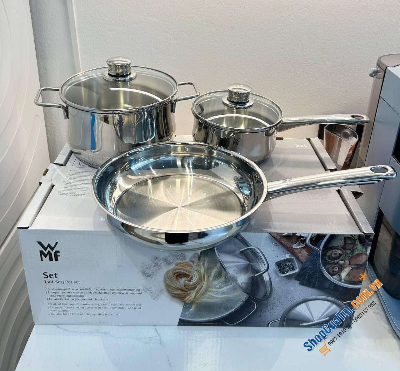 Bộ nồi WMF Diadem Plus 3 món kèm quánh và chảo thép WMF 24cm - GERMANY cao cấp chất lượng cao.