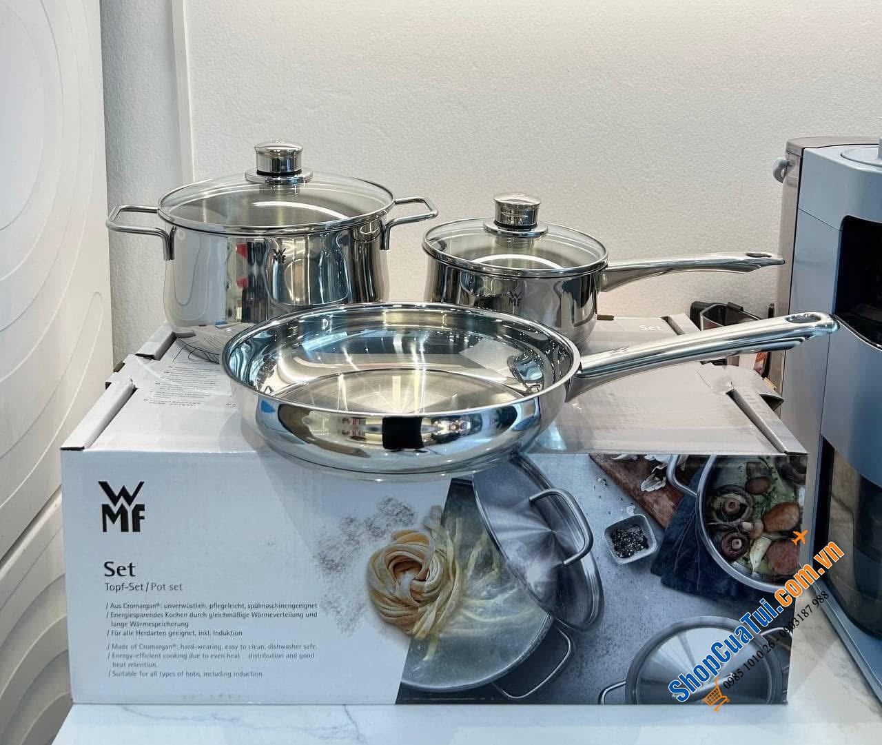 Bộ nồi WMF Diadem Plus 3 món kèm quánh và chảo thép WMF 24cm - GERMANY cao cấp chất lượng cao.