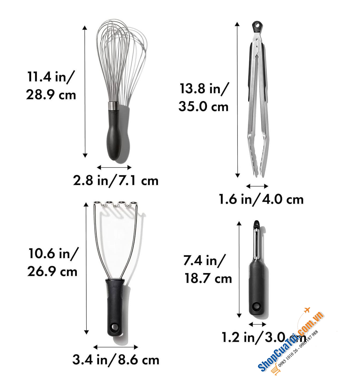 Sét dụng cụ nhà bếp 4 món Oxo.