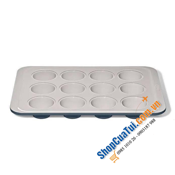Khay nướng bánh muffin kim loại phủ gốm chống dính 12 cup.