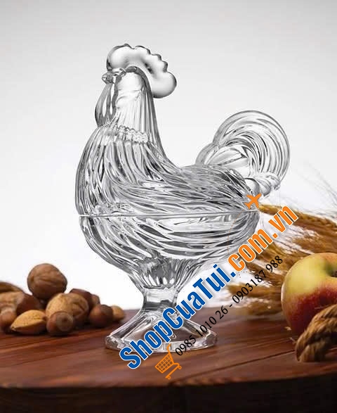 Thố pha lê gà trống Godinger Harvest Rooster.