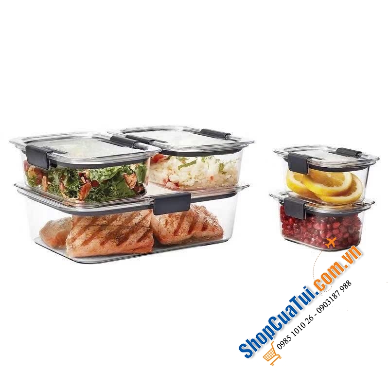 Sét hộp Tritan Rubbermaid Brilliance 10 món - Made in USA.