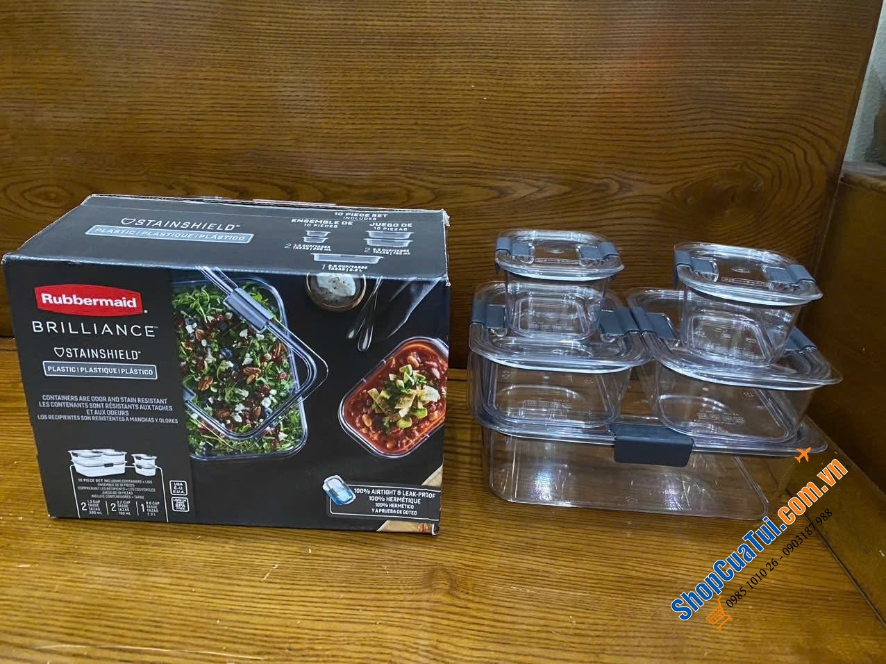 Sét hộp Tritan Rubbermaid Brilliance 10 món - Made in USA.