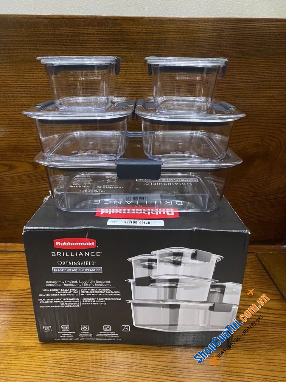 Sét hộp Tritan Rubbermaid Brilliance 10 món - Made in USA.