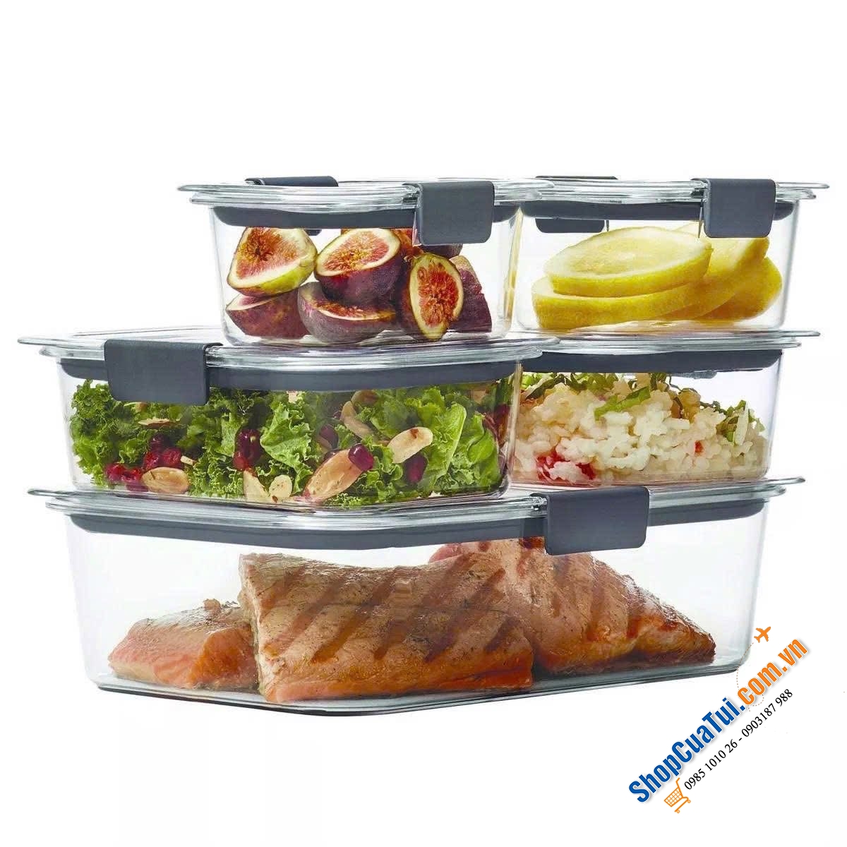 Sét hộp Tritan Rubbermaid Brilliance 10 món - Made in USA.