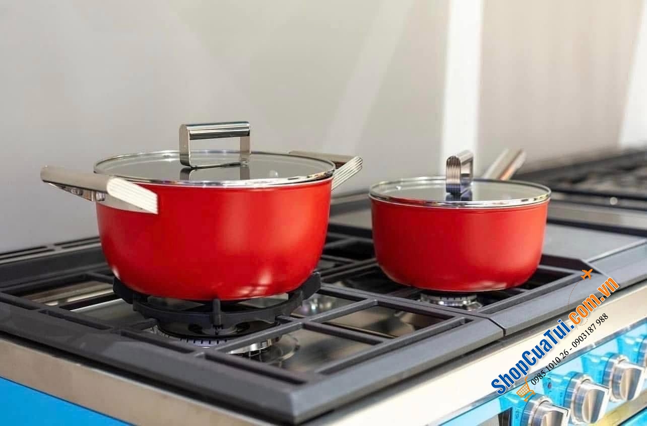 Nồi SMEG CKFC2411RDM 24cm & 26cm màu đỏ - Made in ITALY.