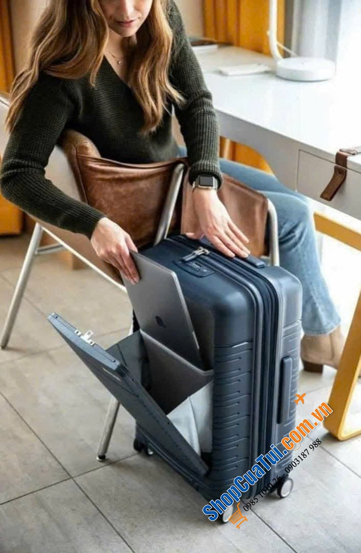 Vali laptop Samsonite Elevation Plus size cabin siu đẹp - mẫu mới nhất - có ngăn tích hợp đựng máy tính, ipad không cần mở vali.