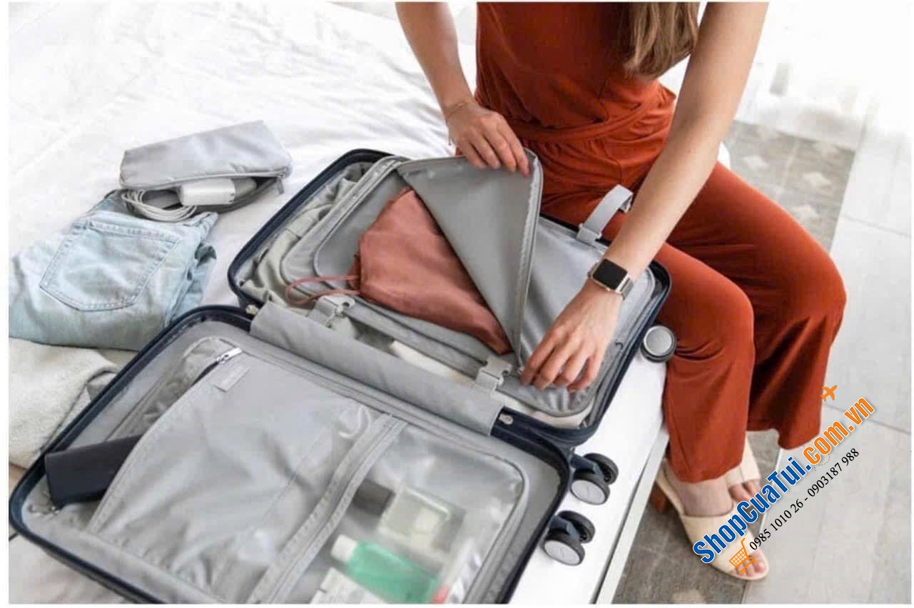 Vali laptop Samsonite Elevation Plus size cabin siu đẹp - mẫu mới nhất - có ngăn tích hợp đựng máy tính, ipad không cần mở vali.