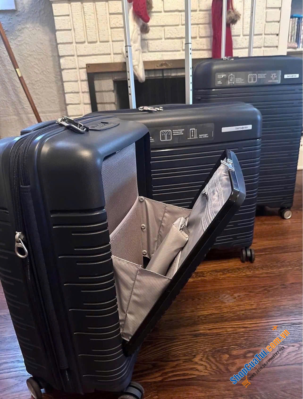 Vali laptop Samsonite Elevation Plus size cabin siu đẹp - mẫu mới nhất - có ngăn tích hợp đựng máy tính, ipad không cần mở vali.