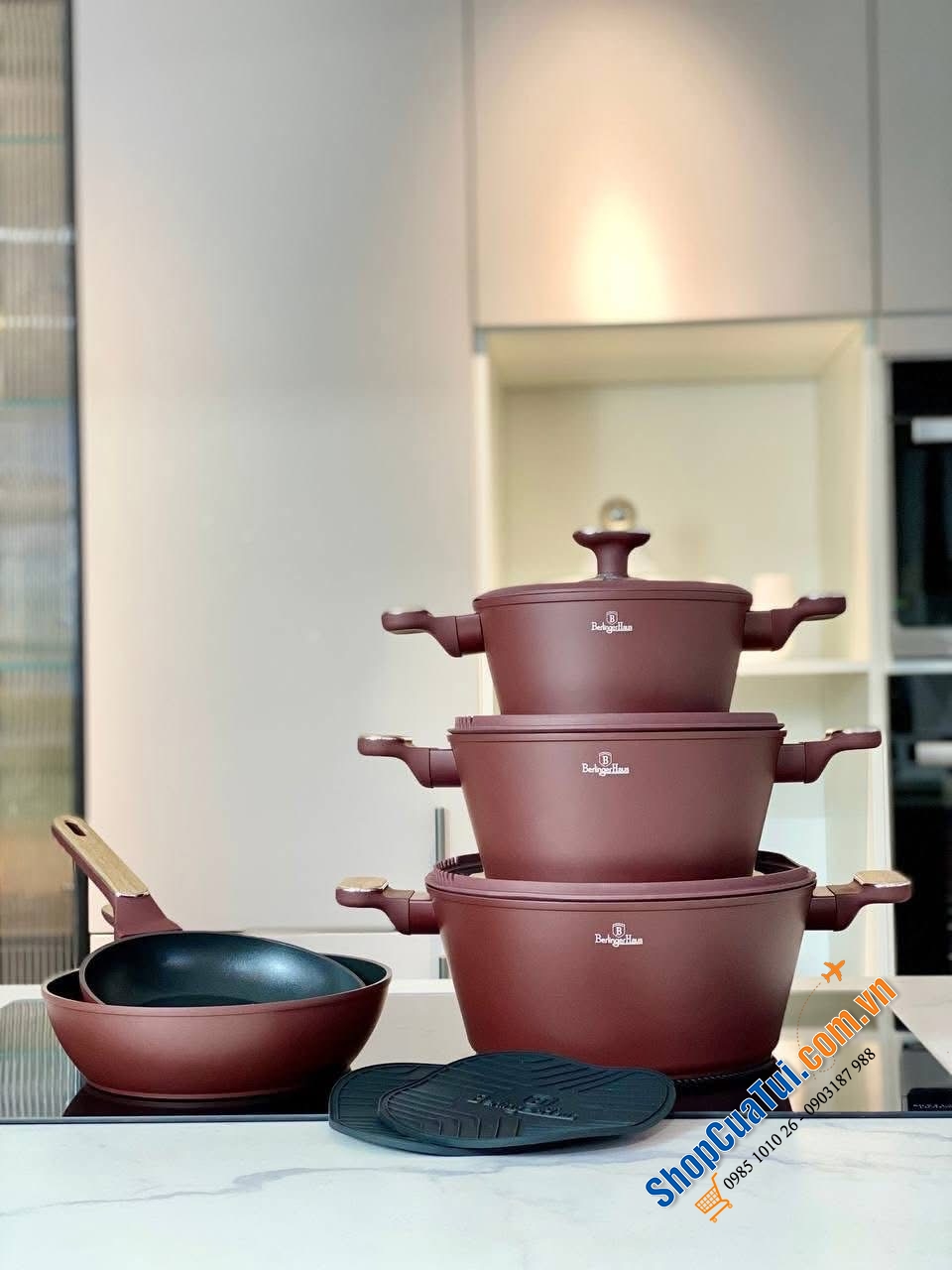 Bộ nồi 10 chi tiết Berlinger Haus với thiết kế đồng bộ từ Châu Âu.