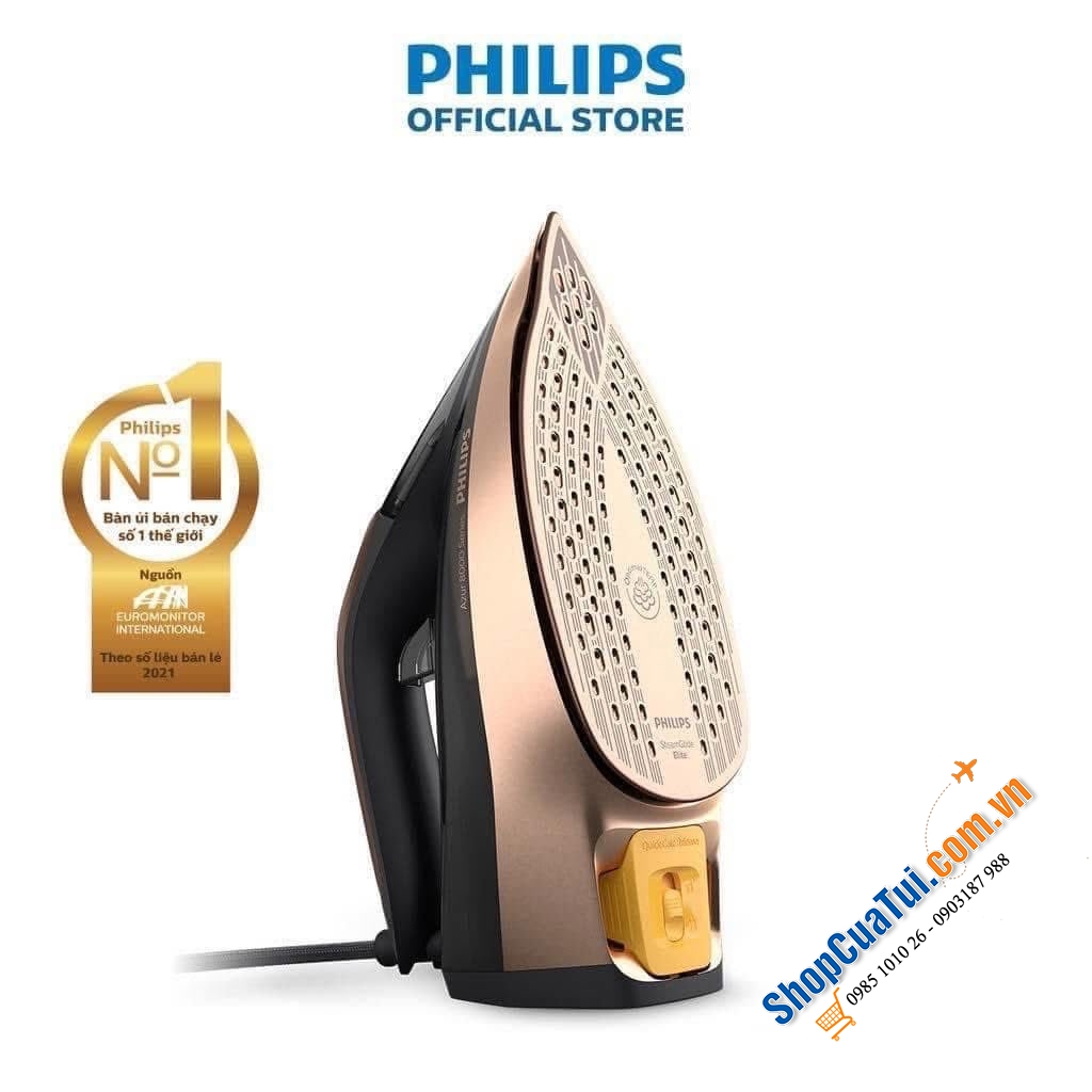Bàn là hơi nước Philips Azur 8000 DST8041/80 3000W màu đen gold.