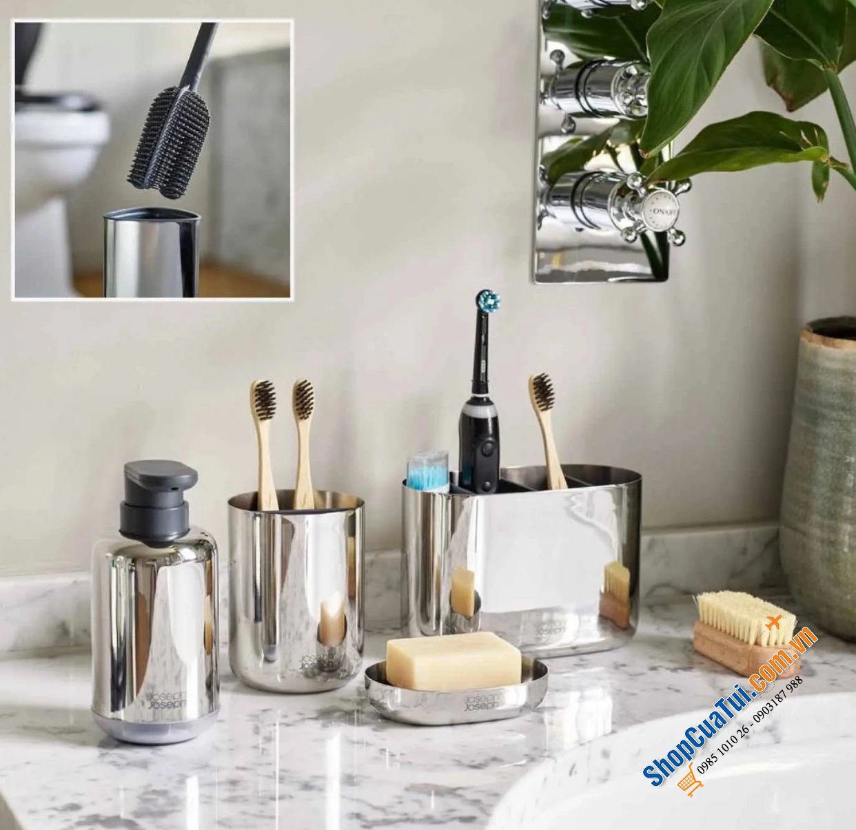 hộp đựng bàn chải đánh răng inox Joseph Joseph 70580