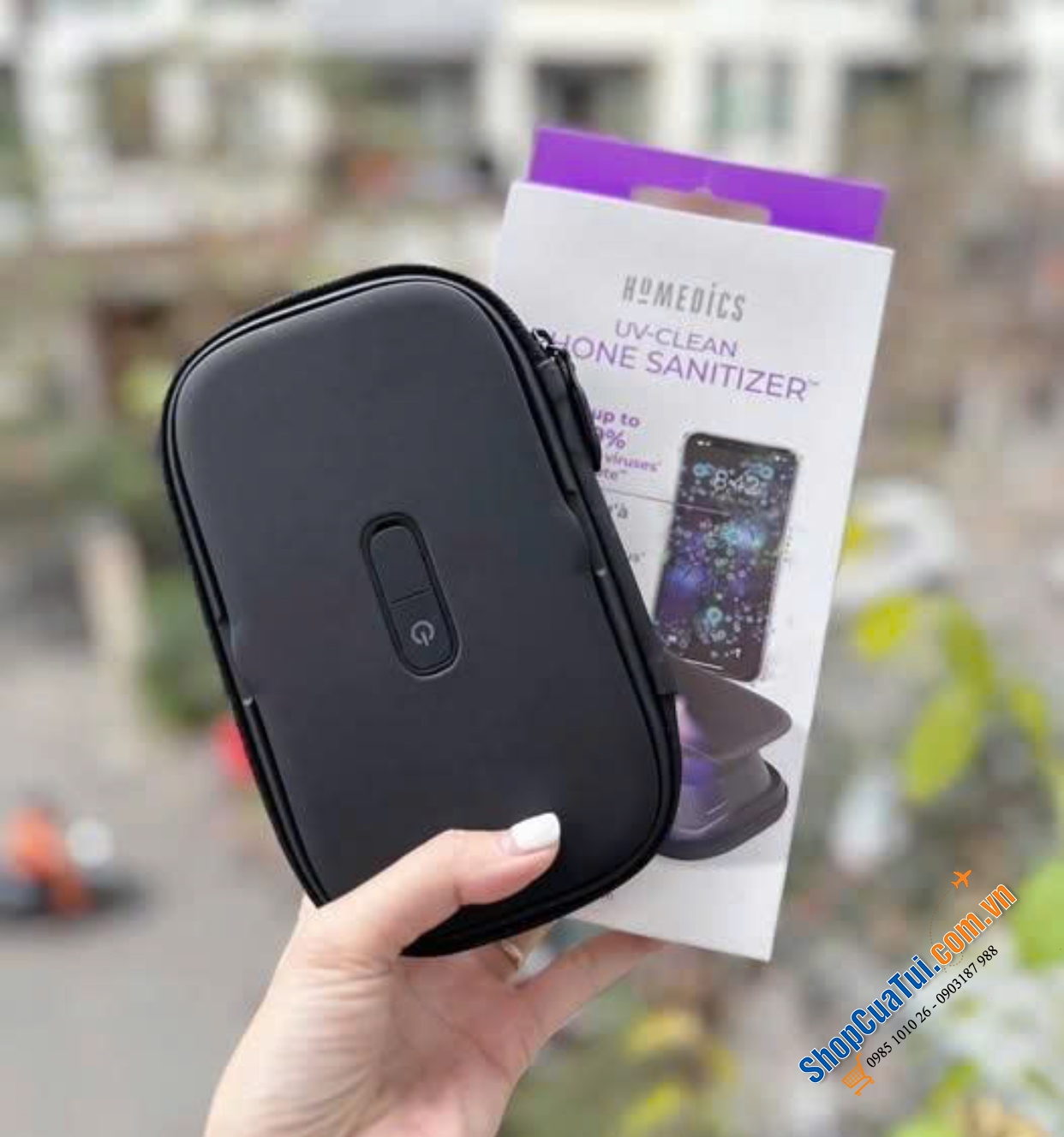 Hộp khử khuẩn cho điện thoại bằng tia UV Homedics.