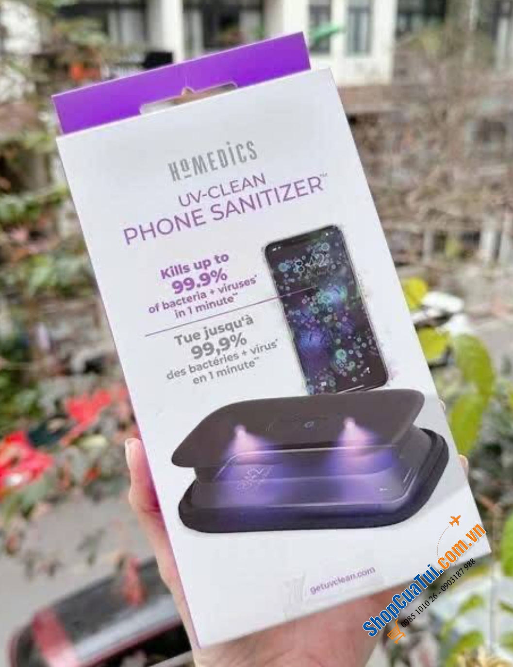 Hộp khử khuẩn cho điện thoại bằng tia UV Homedics.