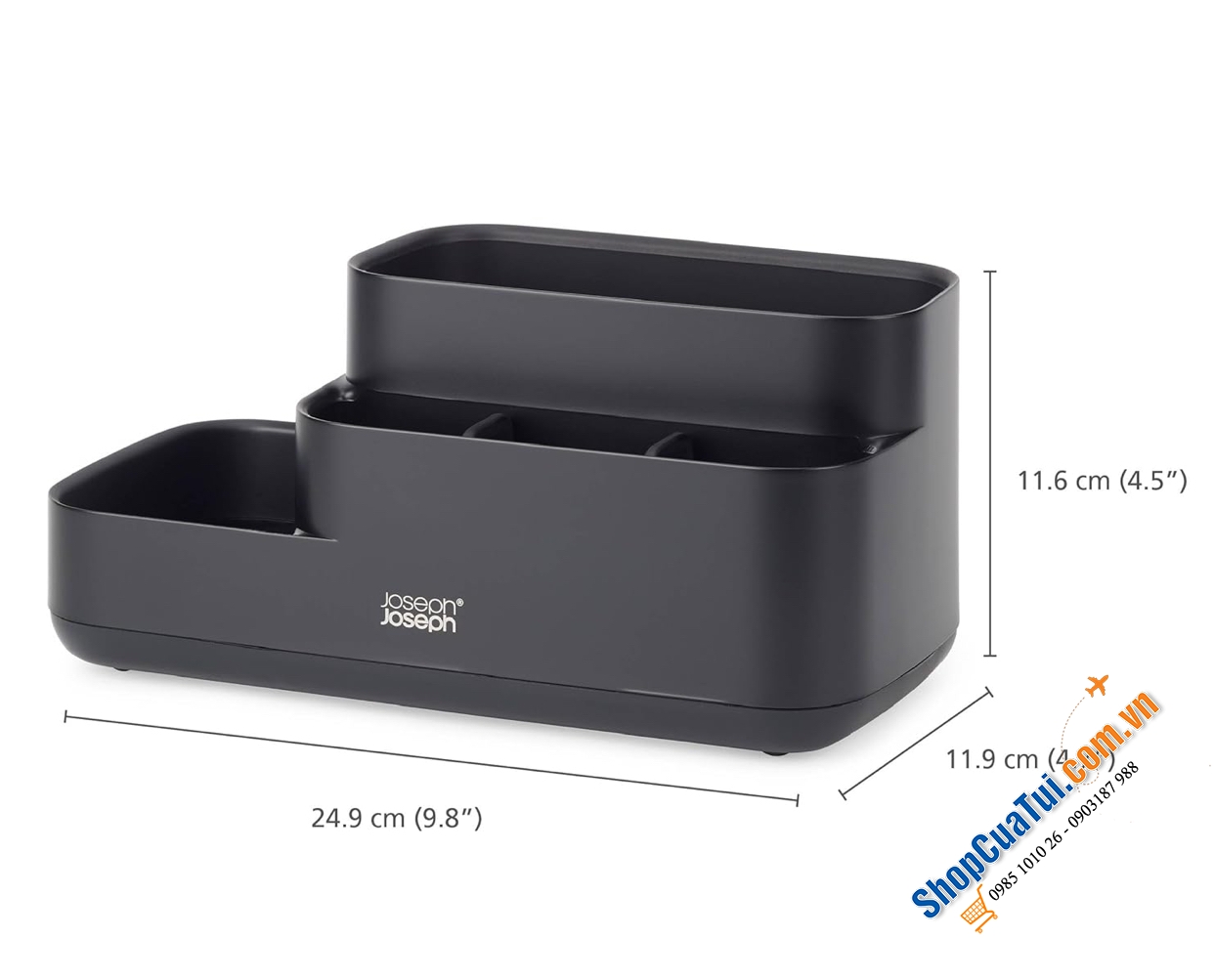 Khay đựng bàn chải mỹ phẩm nhà tắm Joseph Joseph 70600 EasyStore màu đen.