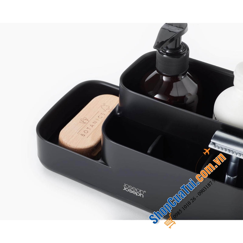 Khay đựng bàn chải mỹ phẩm nhà tắm Joseph Joseph 70600 EasyStore màu đen.