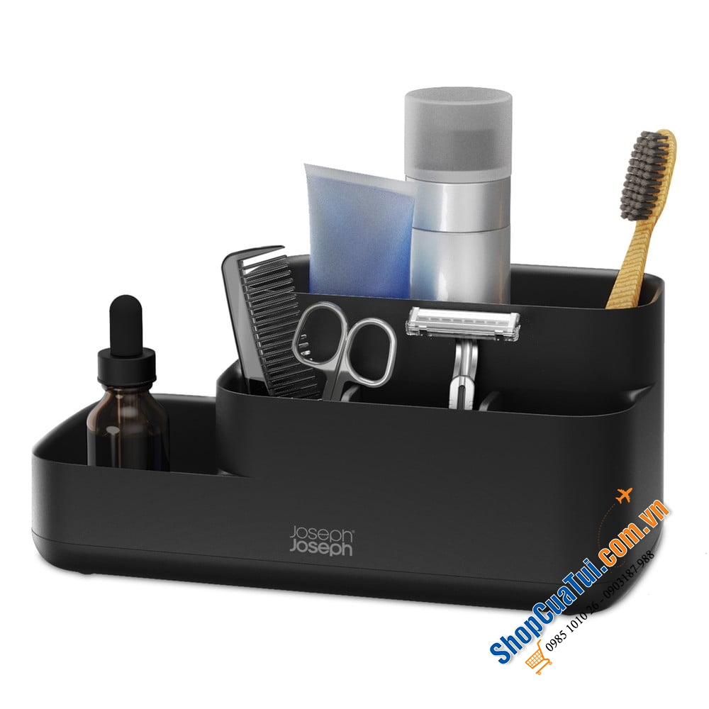 Khay đựng bàn chải mỹ phẩm nhà tắm Joseph Joseph 70600 EasyStore màu đen.