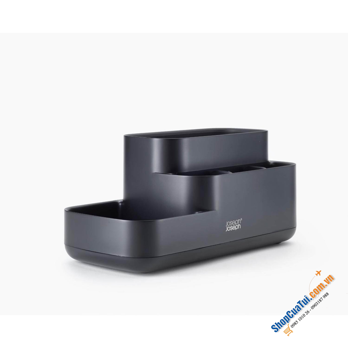 Khay đựng bàn chải mỹ phẩm nhà tắm Joseph Joseph 70600 EasyStore màu đen.