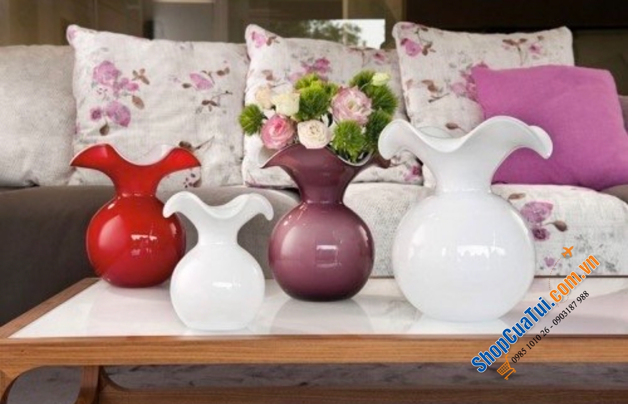 Lọ hoa IVV Primula đỏ rực rỡ 25cm - Hoàn hảo để trưng bày và cắm hoa trong ngày lễ hoặc decor