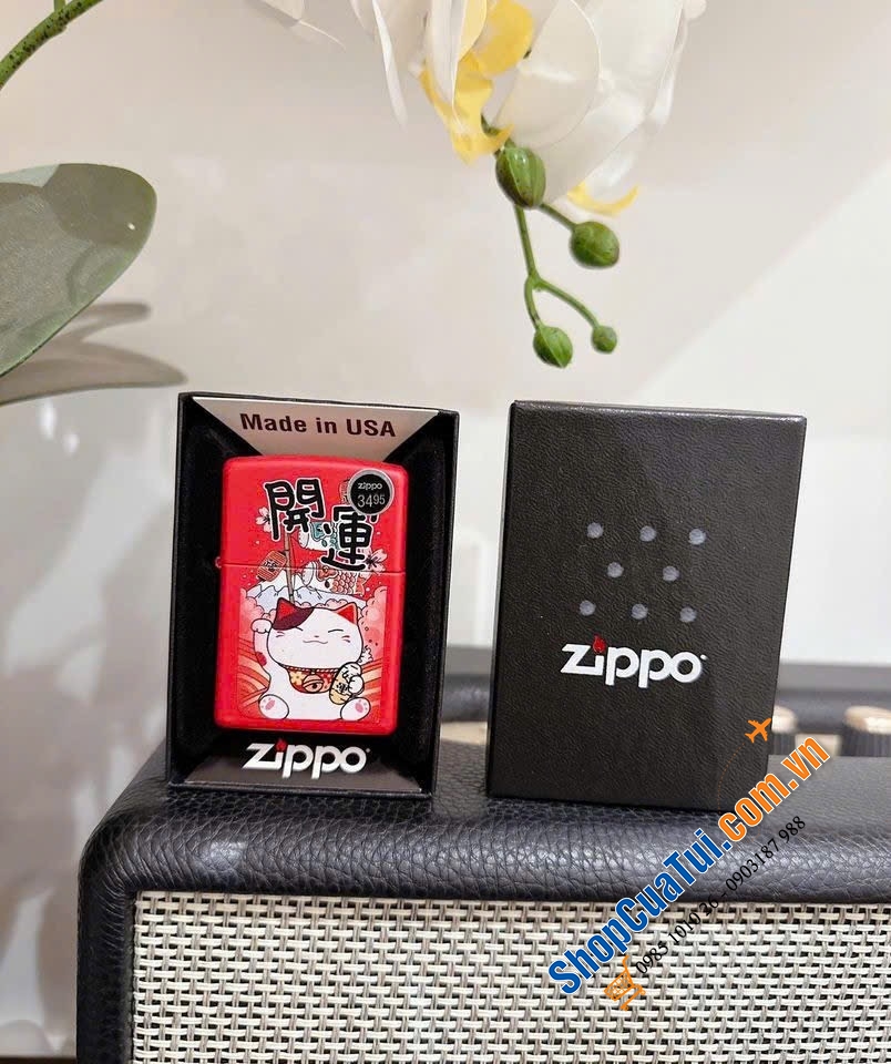 Bật lửa Zippo Mèo thần Tài phong thuỷ.