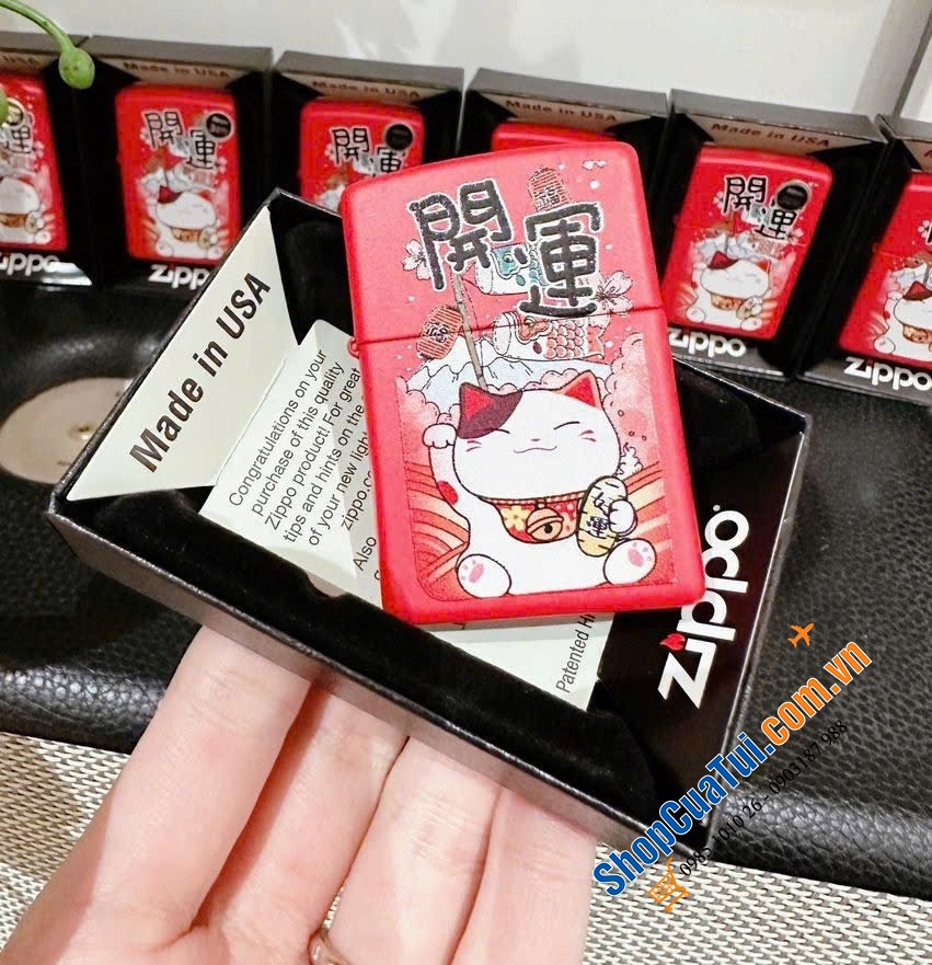 Bật lửa Zippo Mèo thần Tài phong thuỷ.