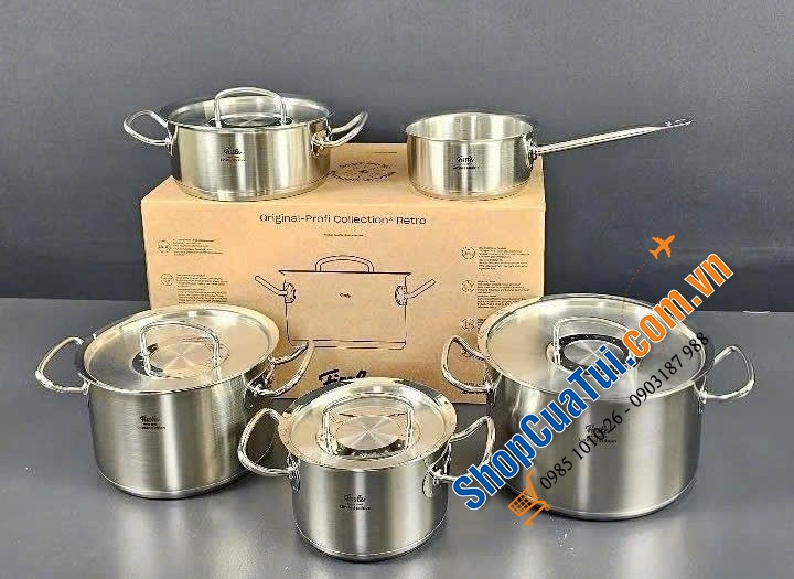 BỘ NỒI FISSLER PROFI COLLECTION RETRO SET 5 MÓN NẮP INOX.