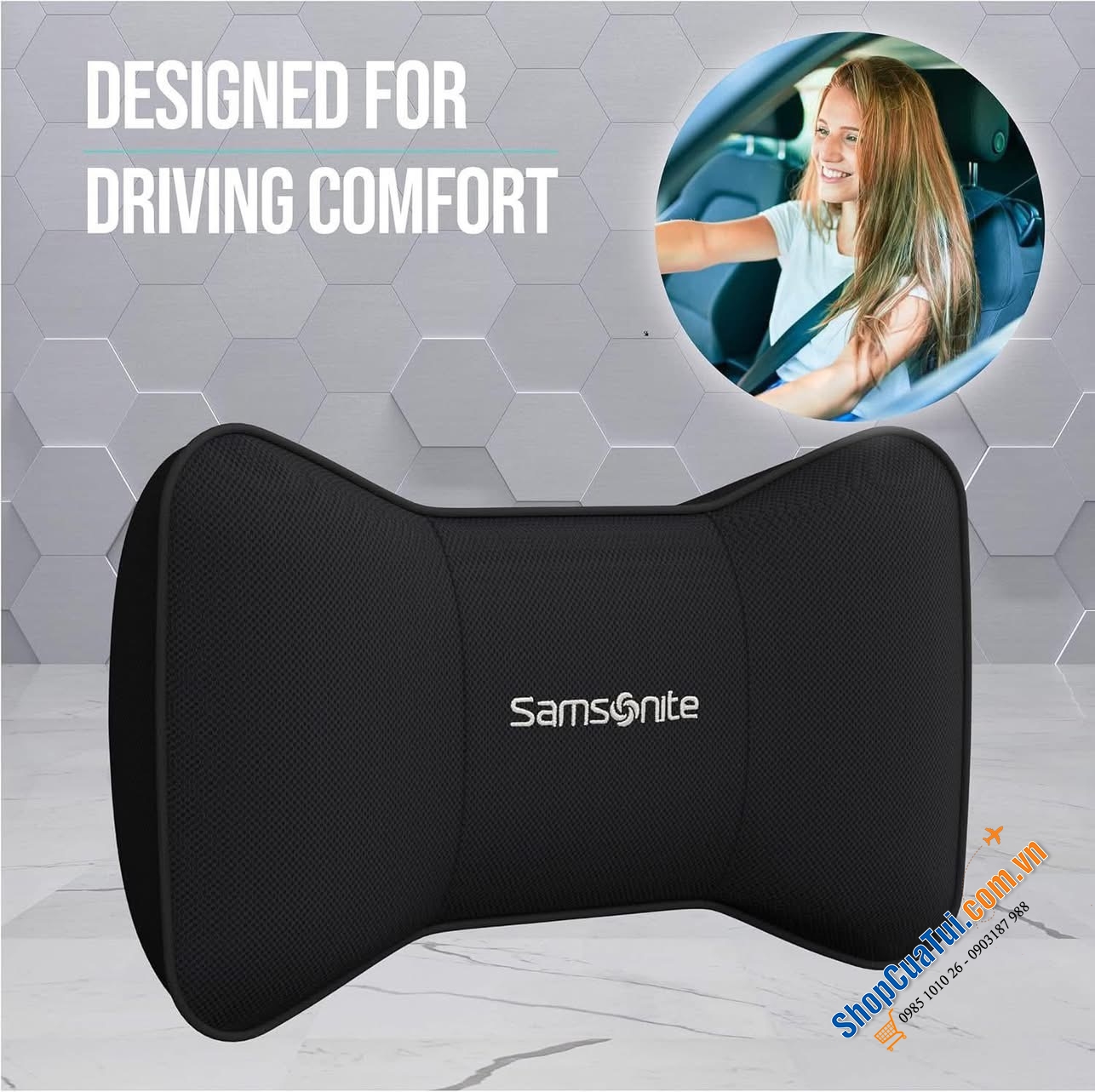 Gối tựa cổ Samsonite Technology SA5248 màu đen.