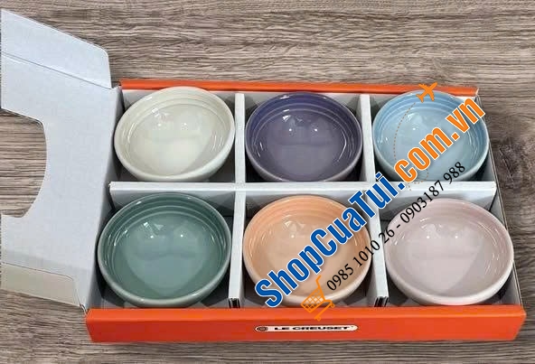 Set 6 bát nước chấm cầu vồng Le Creuset 50ml màu pastel.