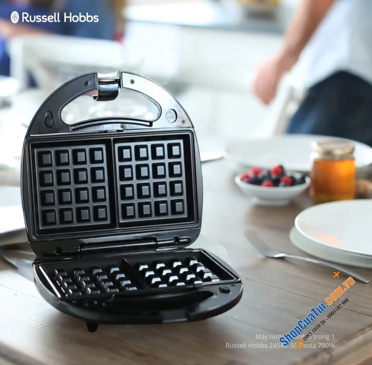 Máy nướng bánh mỳ sandwich Russell Hobbs toaster Fiesta 3in1 24540-56