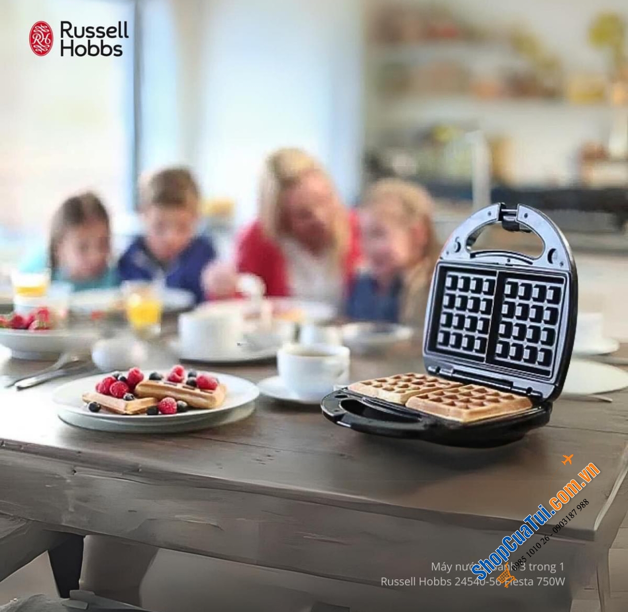 Máy nướng bánh mỳ sandwich Russell Hobbs toaster Fiesta 3in1 24540-56