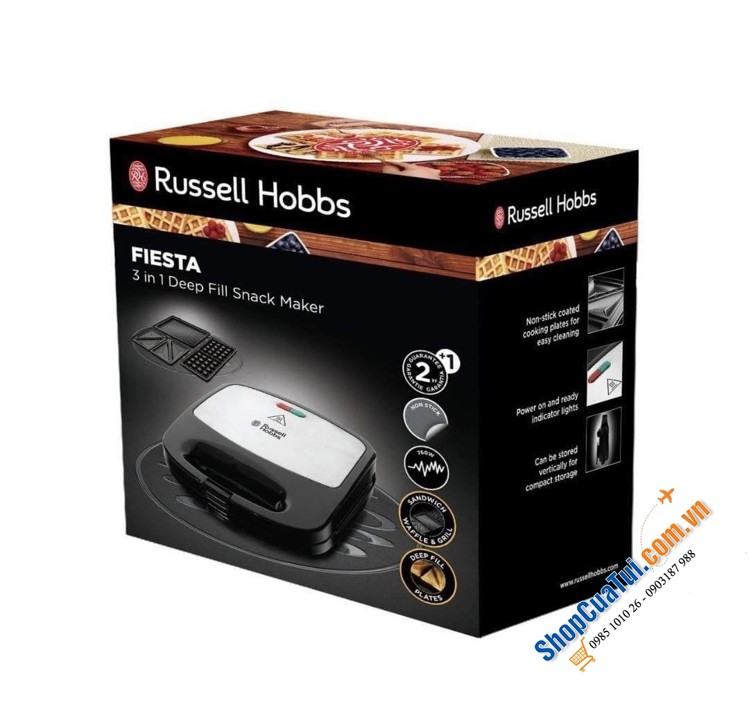Máy nướng bánh mỳ sandwich Russell Hobbs toaster Fiesta 3in1 24540-56