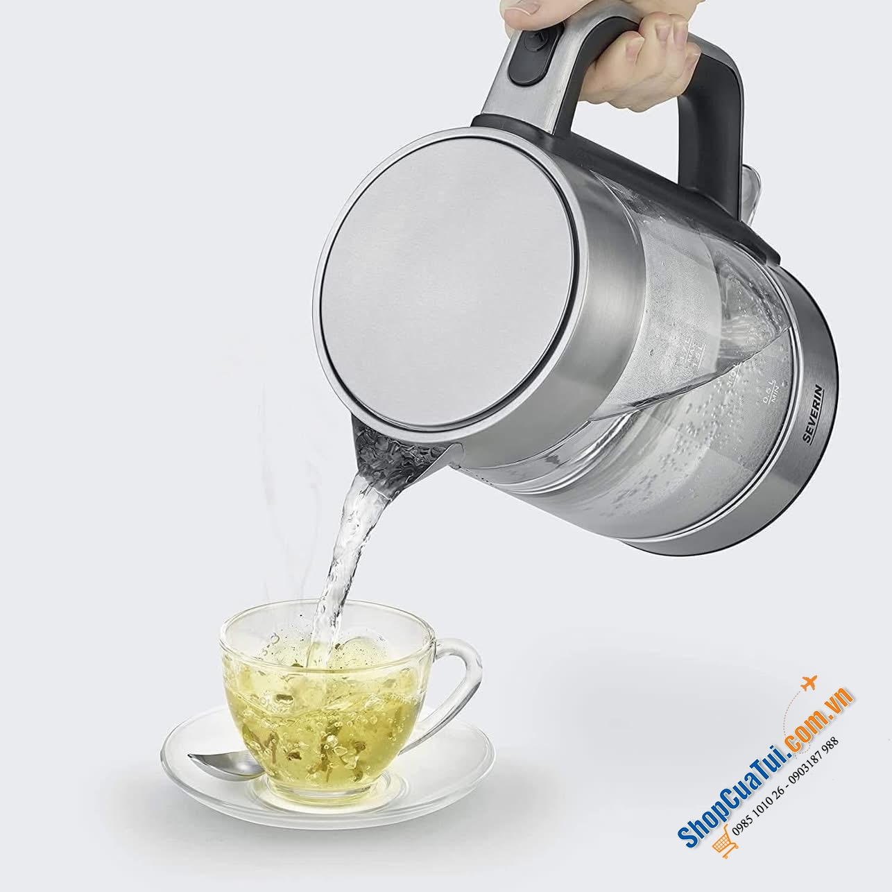 Ấm siêu tốc thủy tinh SEVERIN Germany WK3420 1,7 L.