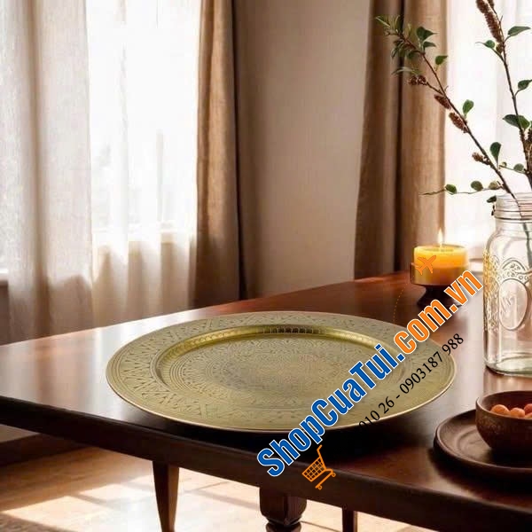 Mâm Casa Moro 50cm màu vàng.