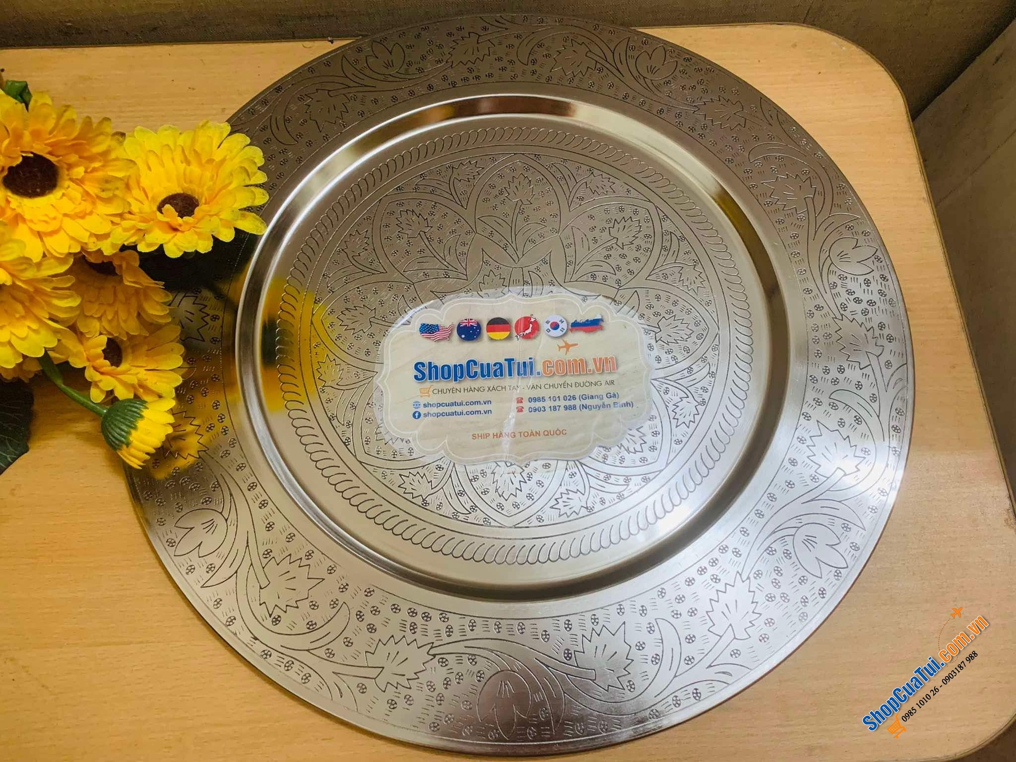 Mâm Casa Moro 50cm màu bạc và vàng.