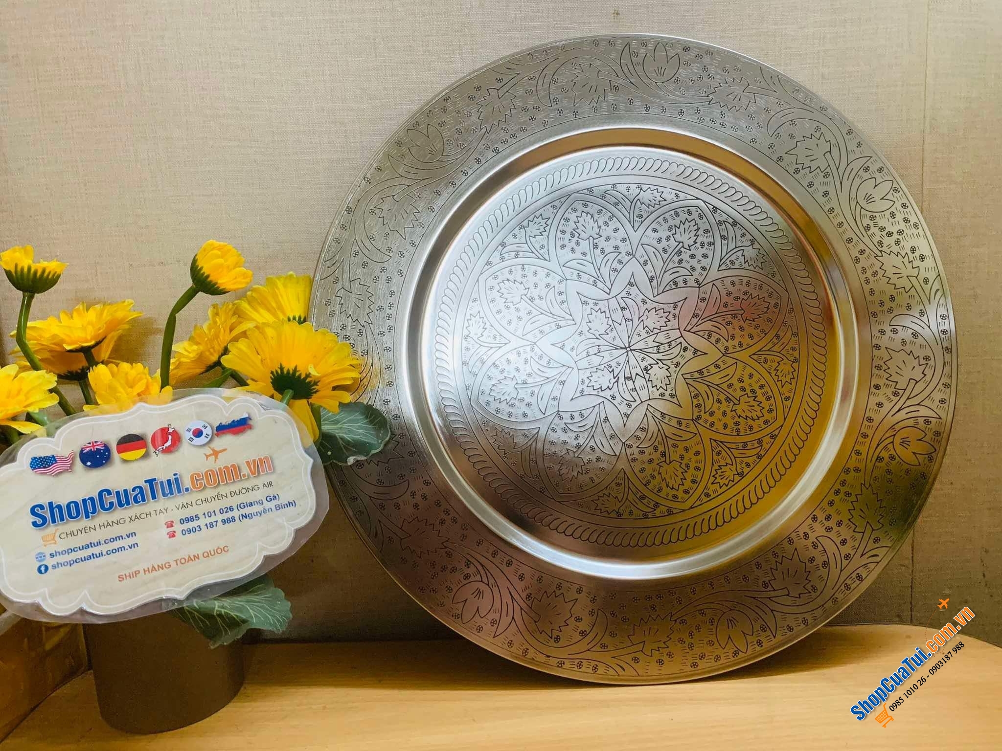 Mâm Casa Moro 50cm màu bạc và vàng.