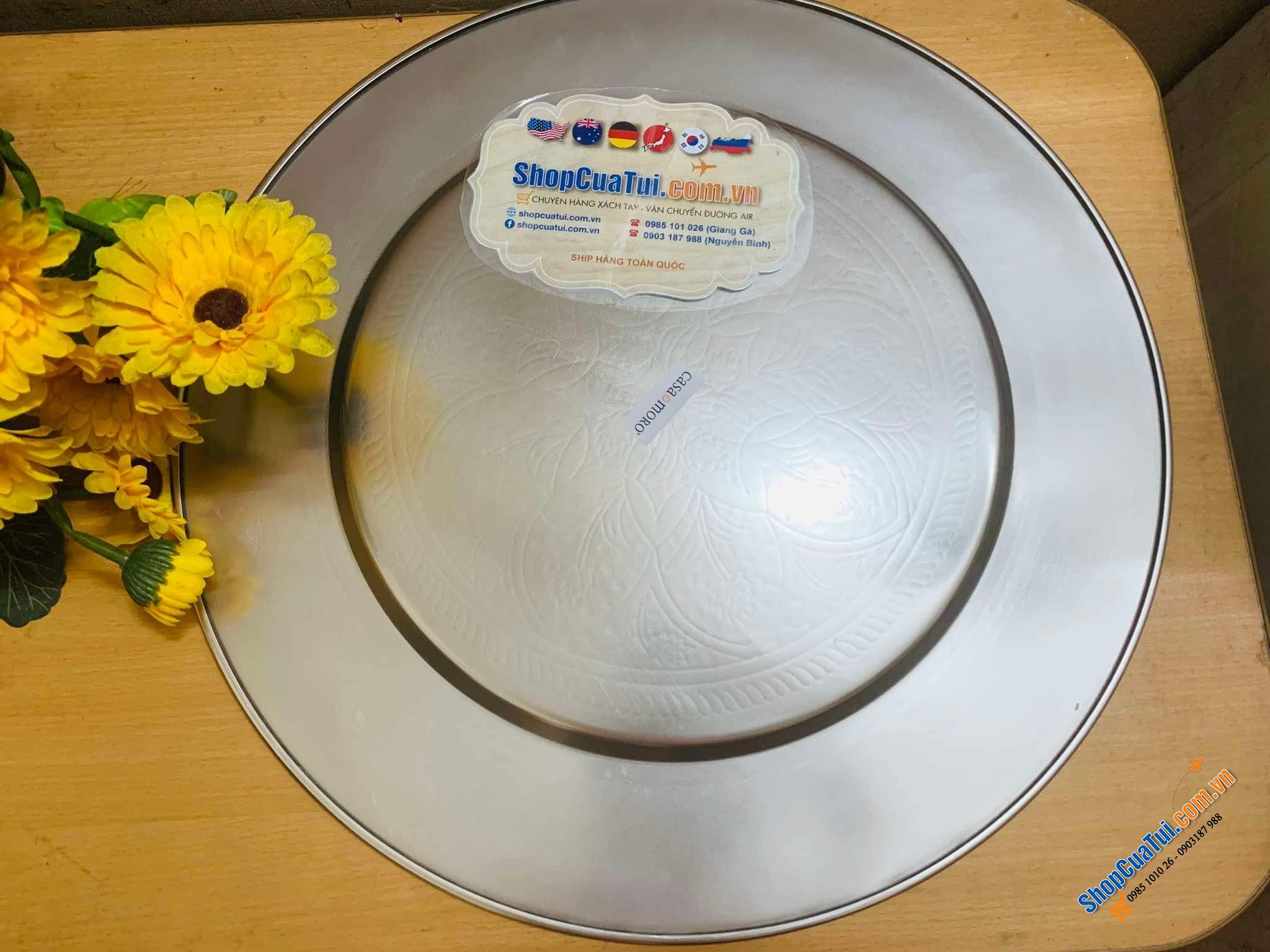 Mâm Casa Moro 50cm màu bạc và vàng.