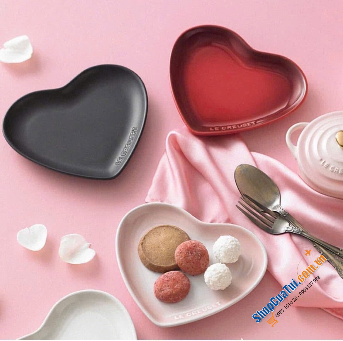 SET 4 ĐĨA TIM LE CREUSET 17CM – VỪA XINH VỪA TÌNH.