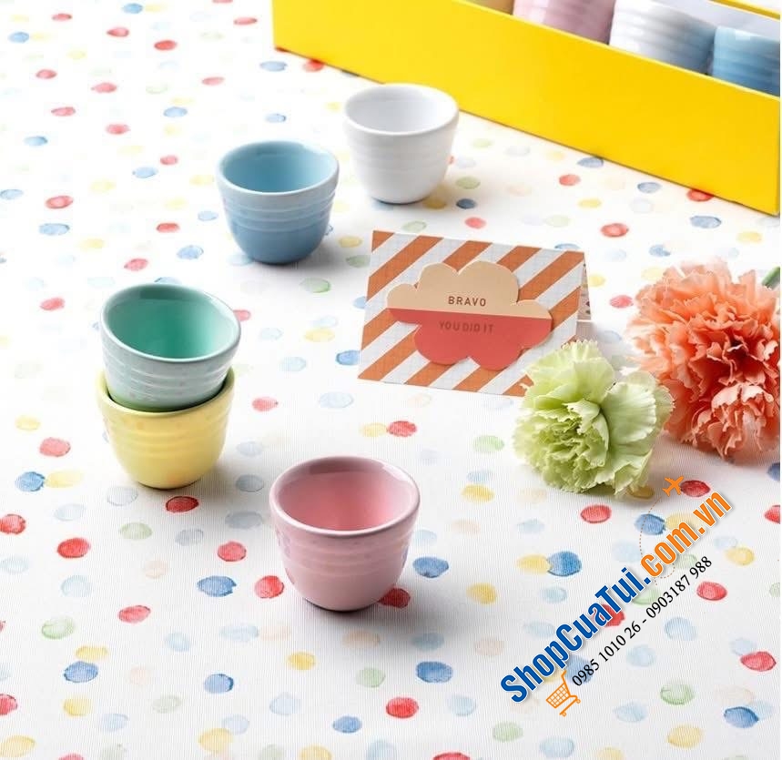 Sét chén uống Sochu, rịu mạnh Le Creuset cầu vồng Pastel.