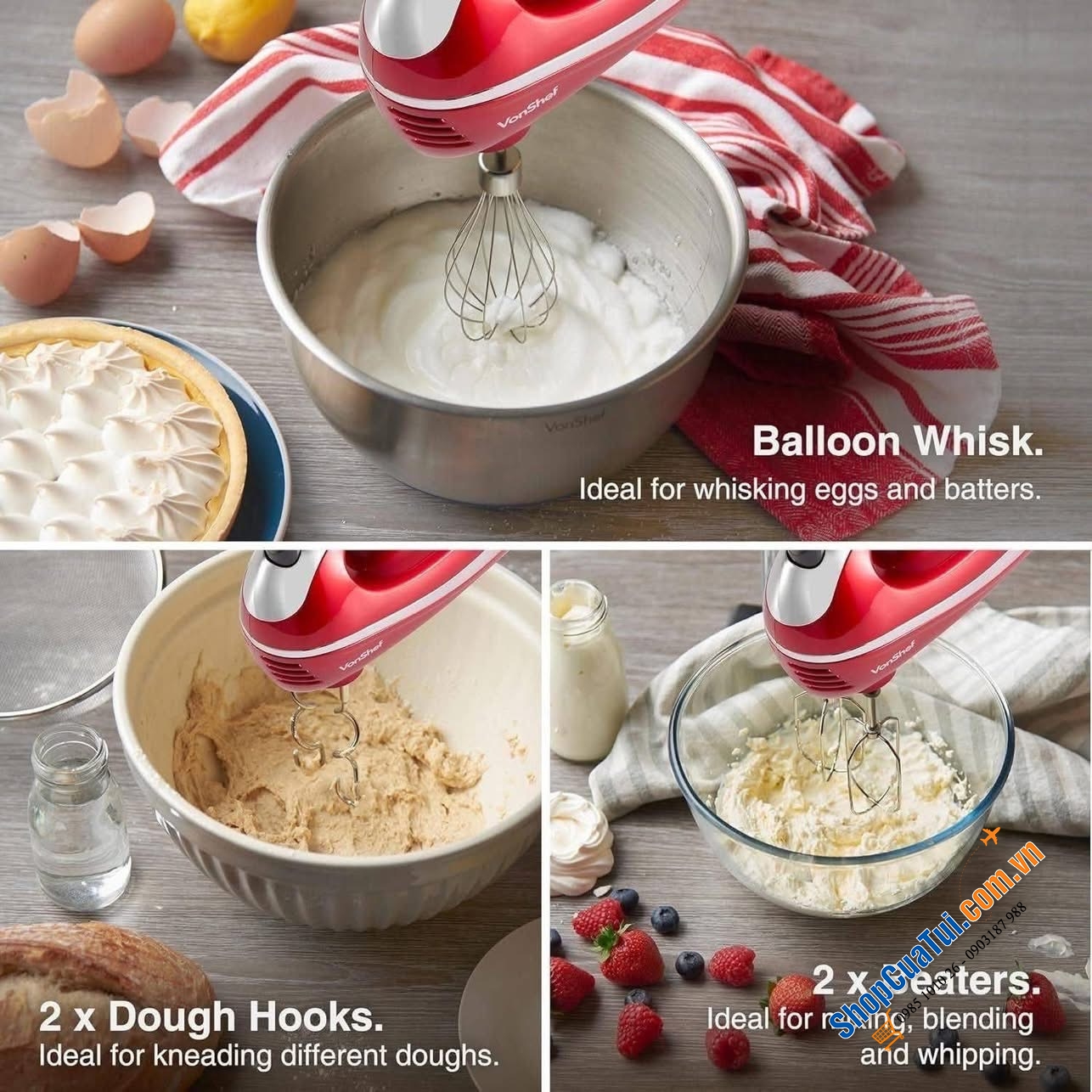 Máy trộn bột đánh trứng cầm tay Vonshef.