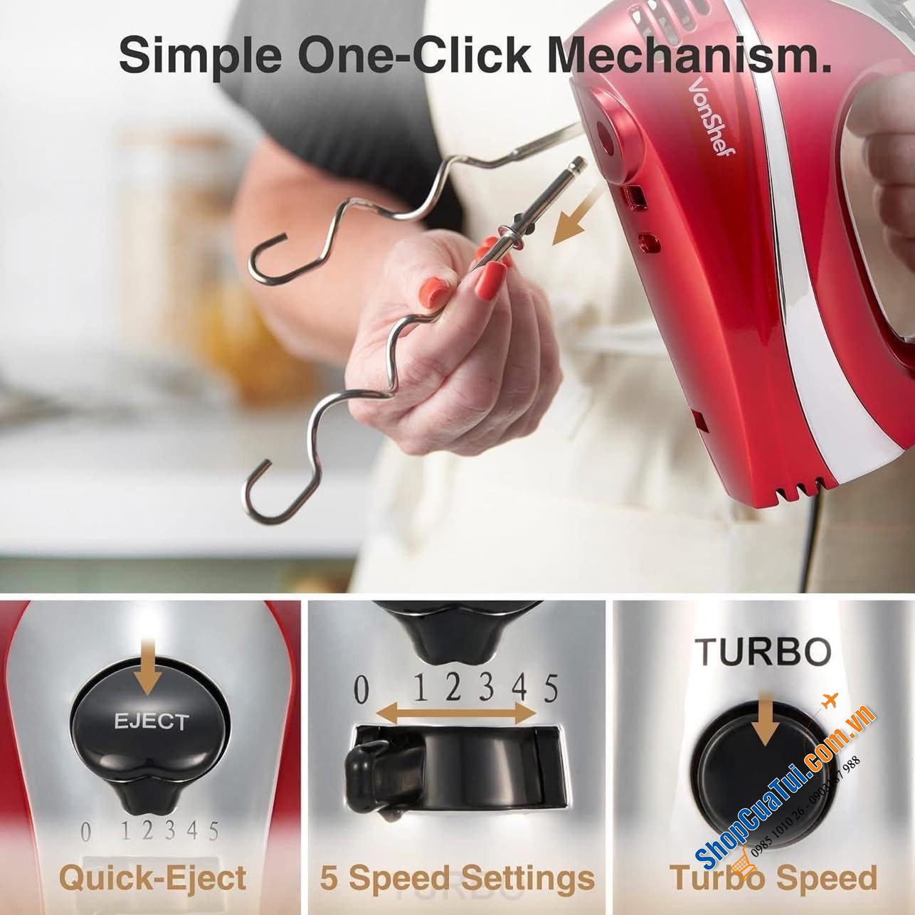 Máy trộn bột đánh trứng cầm tay Vonshef.