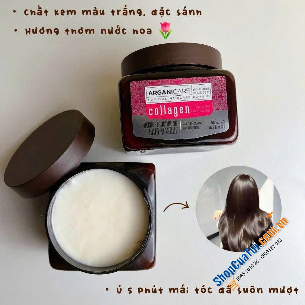 Ủ Tóc ARGANICARE Collagen 500ml hàng Đức.