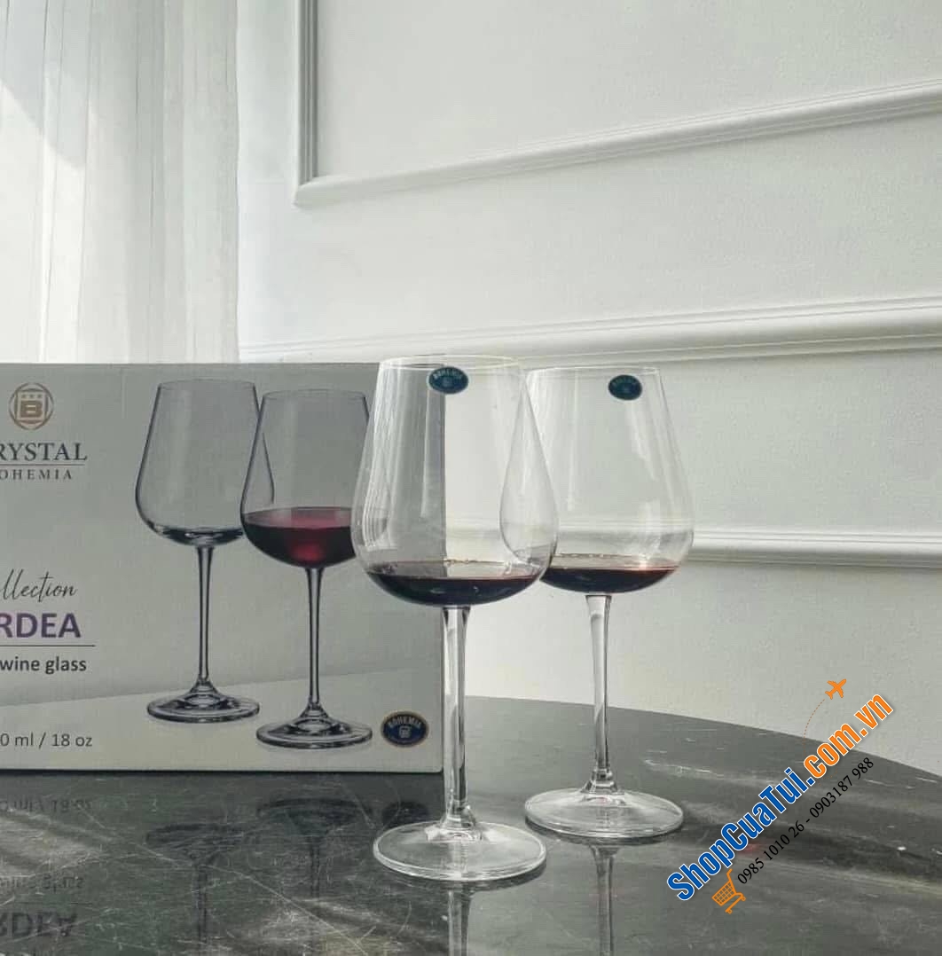 Bộ 6 ly vang đỏ Bohemia Crystal Ardea 540ml uống rượu vang siêu thích